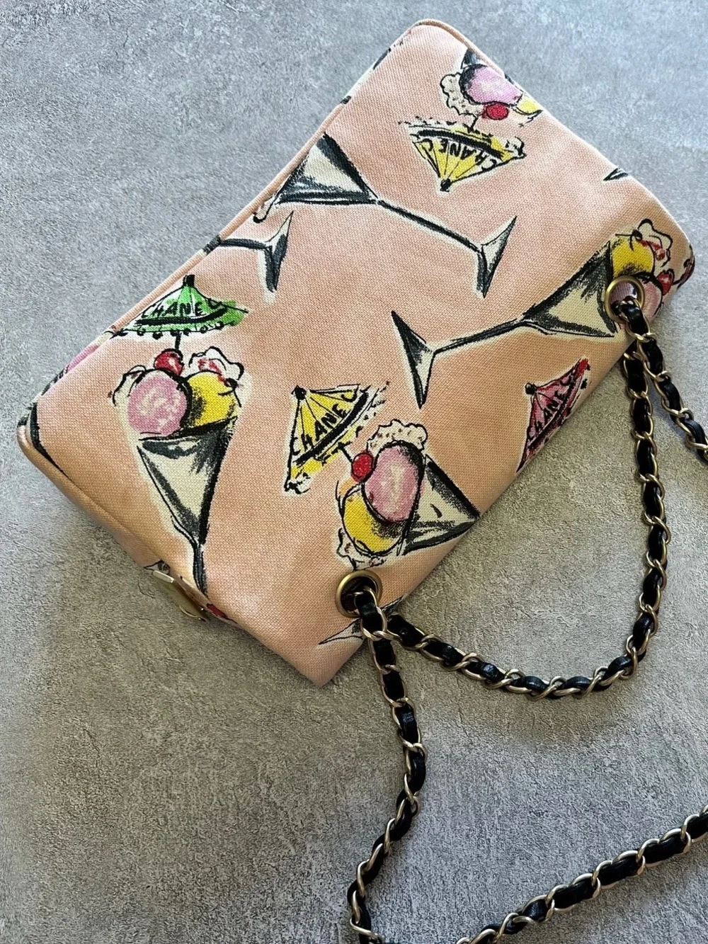 RARE CHANEL 2005 Cruise Pink Parfait Sundae Print Classic Flap